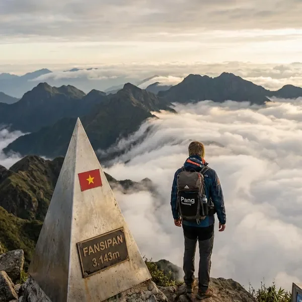 Summit views from Fansipan mountain trek